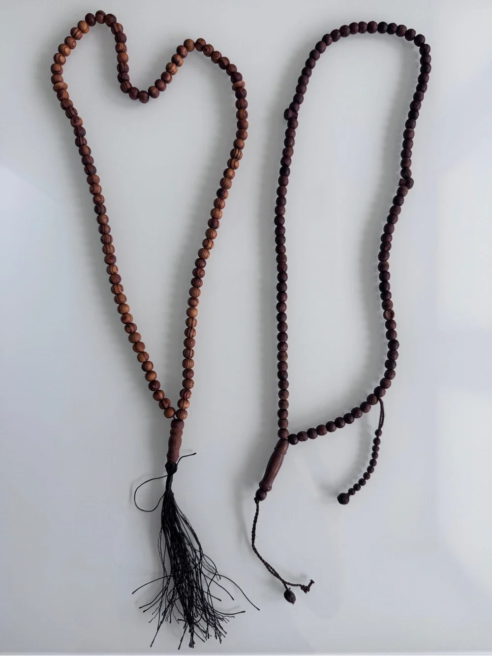Brown wooden beaded rosary/necklace with tassel - for men/women